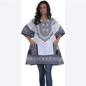 Unisex African Dashiki Short Sleeve Top 100% cotton  EA116
